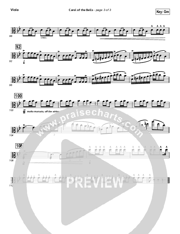 Carol Of The Bells (Instrumental) Viola (John Wasson)