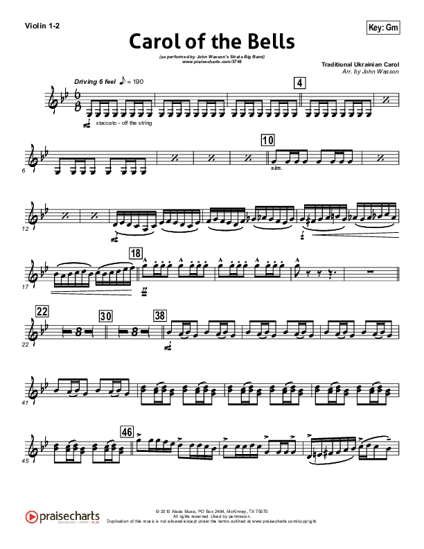 carol-of-the-bells-instrumental-violin-sheet-music-pdf-john-wasson-praisecharts for Free Printable Carol Of The Bells Sheet Music Carol Of The Bells (Instrumental) Violin Sheet Music PDF (John Wasson) - PraiseCharts for Free Printable Carol Of The Bells Sheet Music