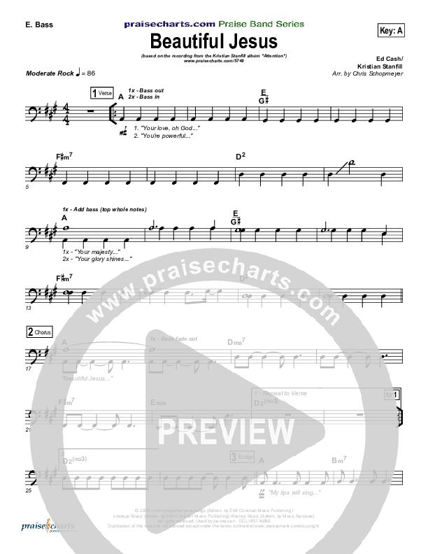 Beautiful Jesus Bass Guitar (Kristian Stanfill)