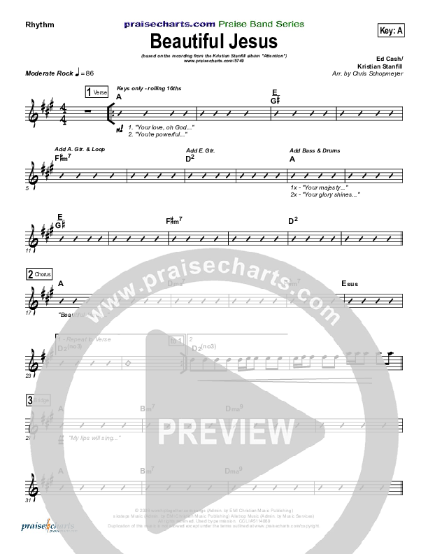 Beautiful Jesus Rhythm Chart (Kristian Stanfill)