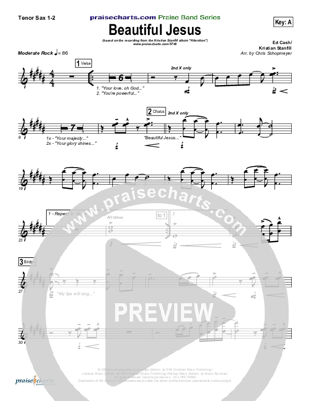 Beautiful Jesus Tenor Sax 1/2 (Kristian Stanfill)