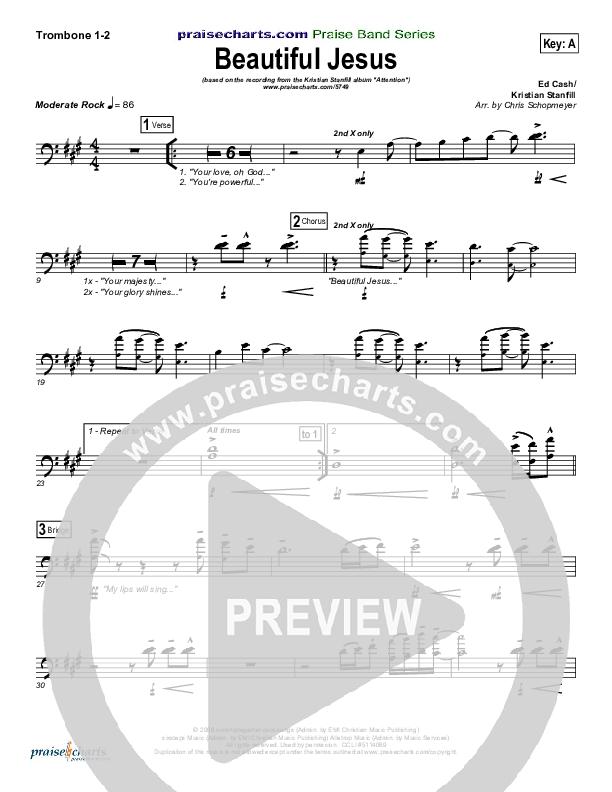 Beautiful Jesus Trombone 1/2 (Kristian Stanfill)