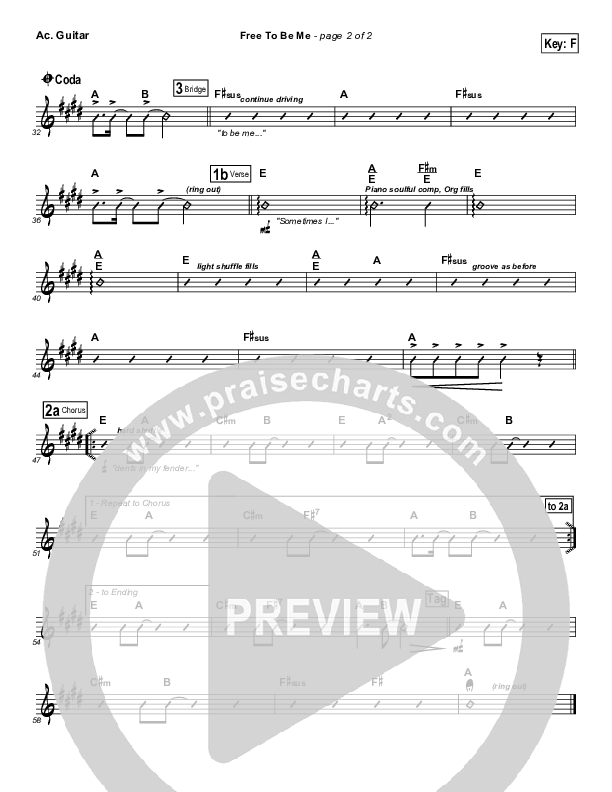 Free To Be Me Acoustic Guitar (Francesca Battistelli)