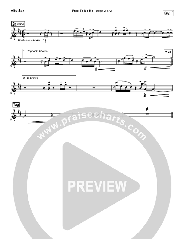 Free To Be Me Alto Sax (Francesca Battistelli)