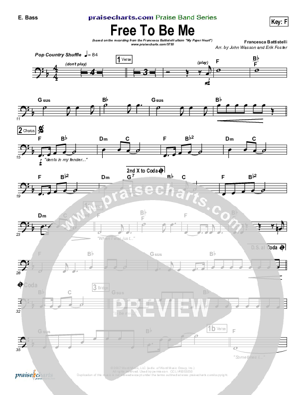 Free To Be Me Bass Guitar (Francesca Battistelli)