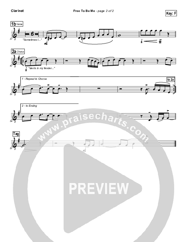 Free To Be Me Clarinet (Francesca Battistelli)