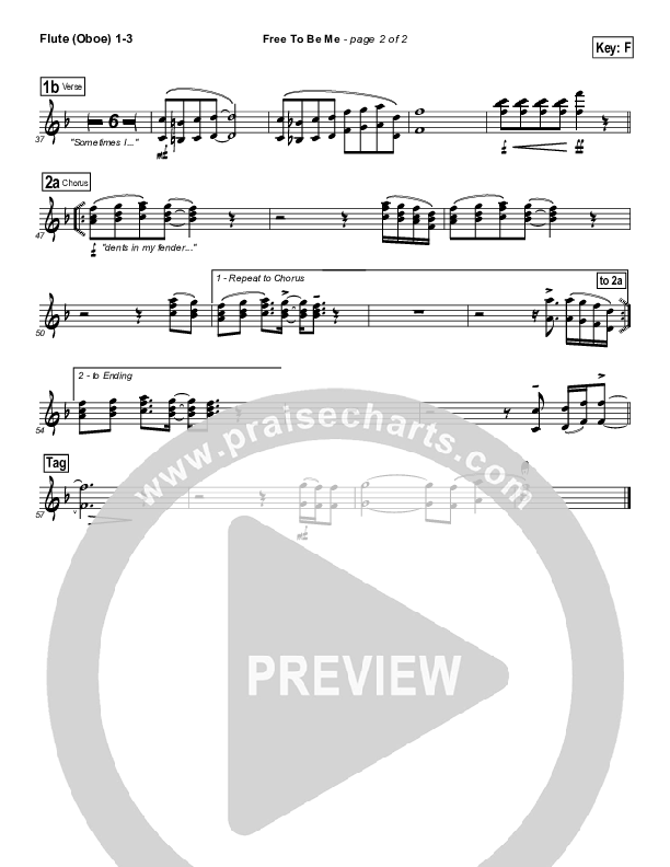 Free To Be Me Flute/Oboe 1/2/3 (Francesca Battistelli)