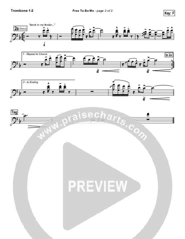 Free To Be Me Trombone 1/2 (Francesca Battistelli)