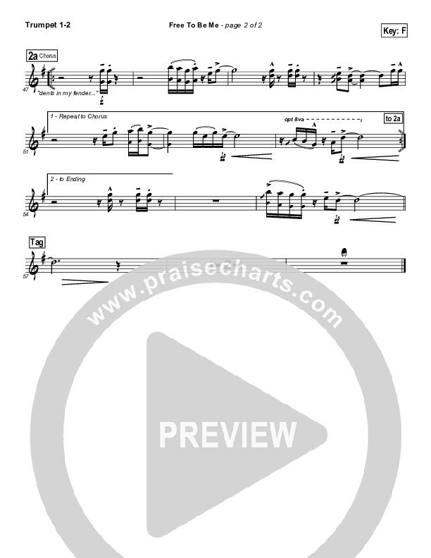 Free To Be Me Trumpet 1,2 (Francesca Battistelli)