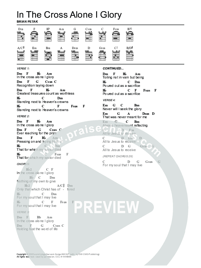 In The Cross Alone I Glory Chord Chart (Bethany Dillon / Matt Hammitt)