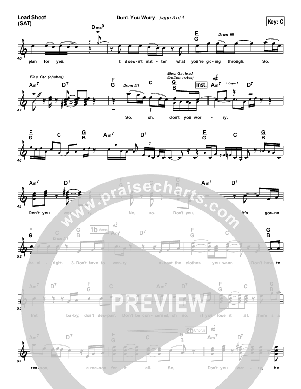 Don't You Worry Lead Sheet (Jonathan Butler)