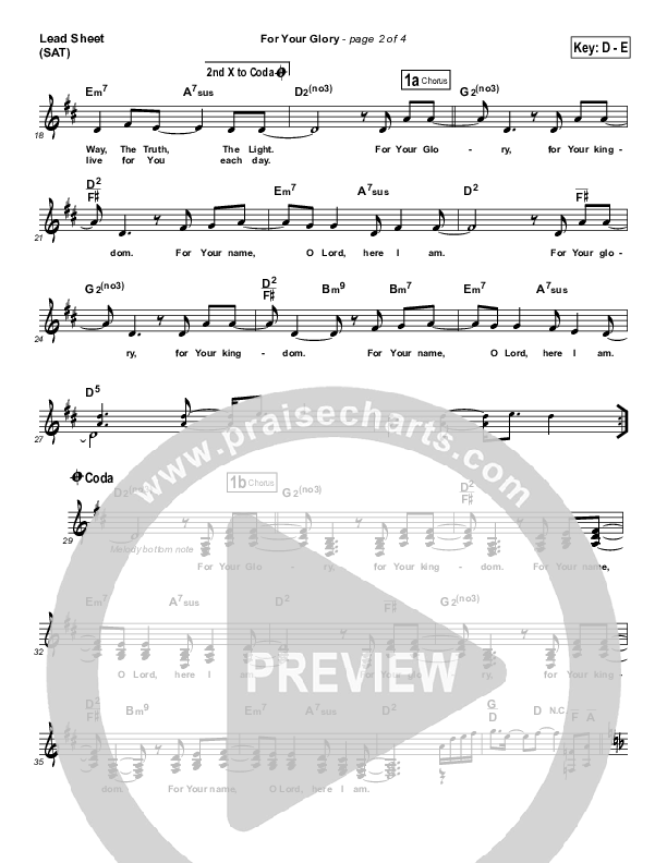 For Your Glory Lead Sheet (Terry White)