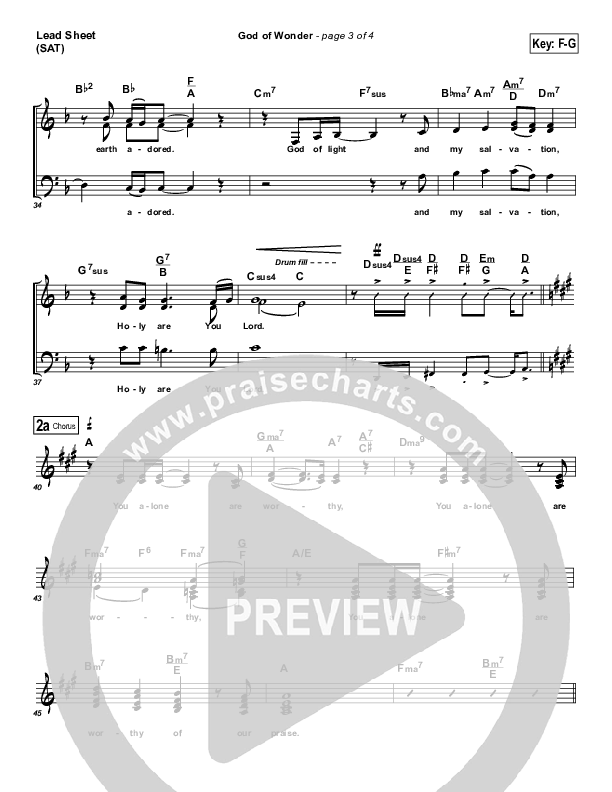 God Of Wonder Lead Sheet (Maranatha Singers)