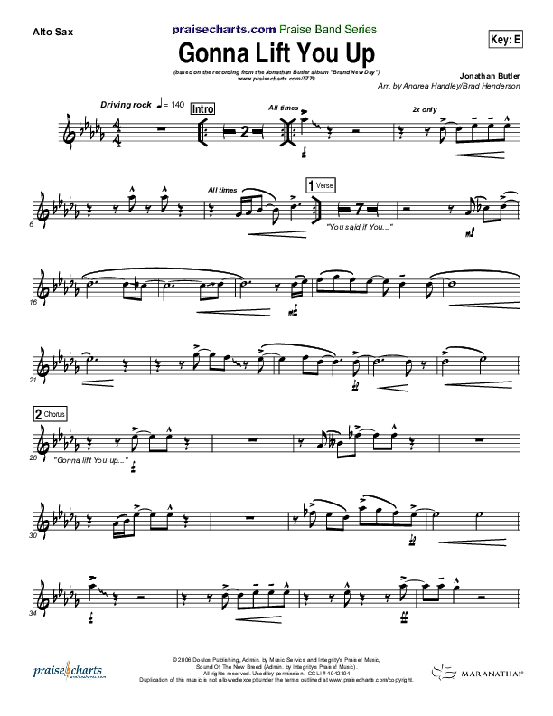 Gonna Lift You Up Alto Sax (Jonathan Butler)