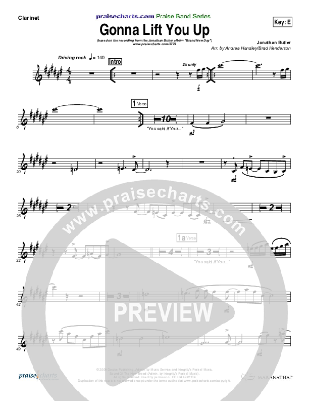 Gonna Lift You Up Clarinet (Jonathan Butler)