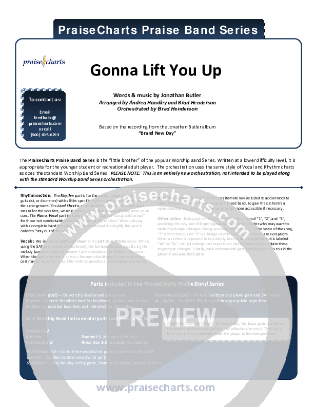 Gonna Lift You Up Cover Sheet (Jonathan Butler)