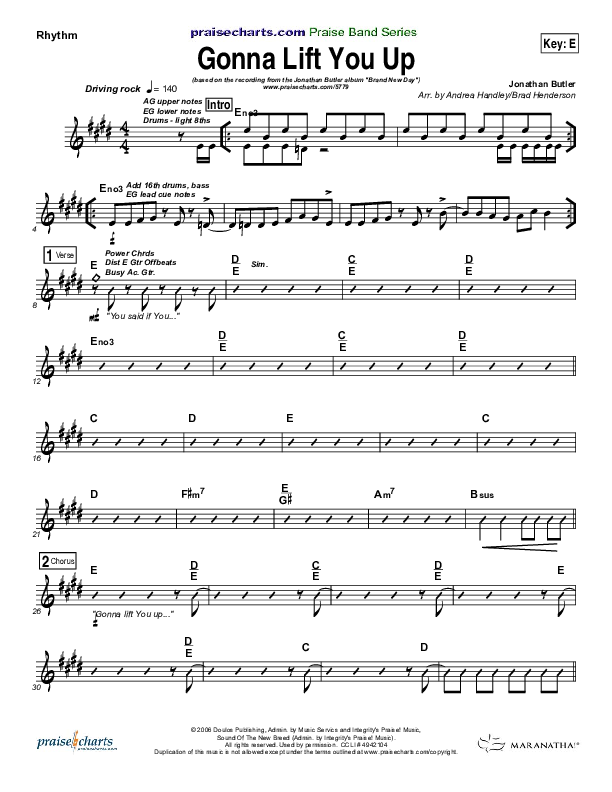 Gonna Lift You Up Rhythm Chart (Jonathan Butler)