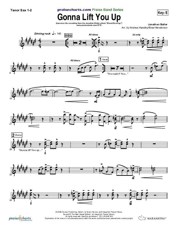 Gonna Lift You Up Tenor Sax 1/2 (Jonathan Butler)