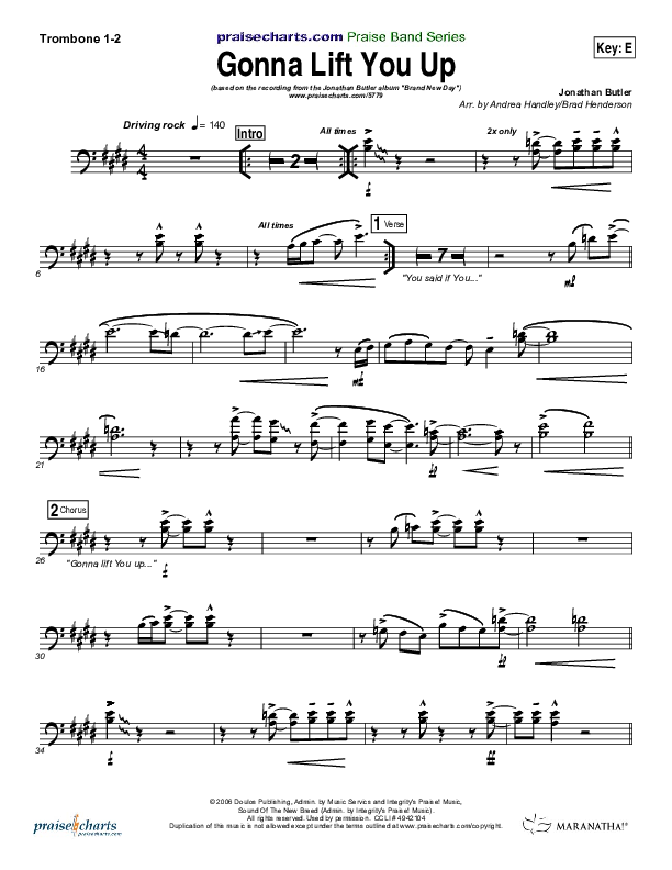Gonna Lift You Up Trombone 1/2 (Jonathan Butler)