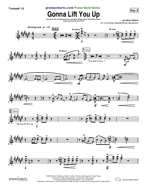 Gonna Lift You Up Trumpet 1,2 (Jonathan Butler)