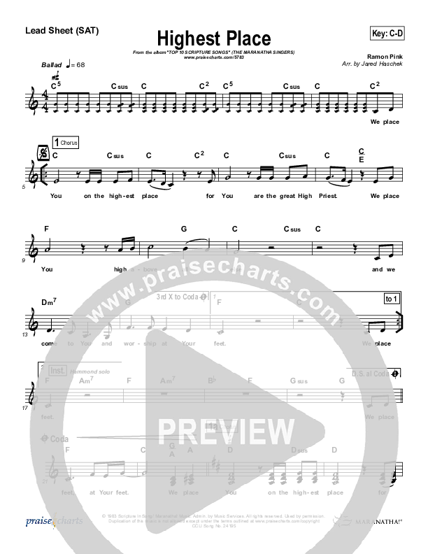 Highest Place Lead (SAT) (Maranatha Singers)