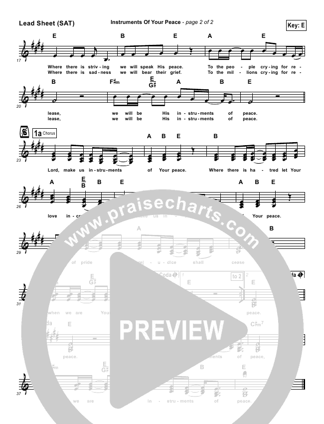 Instruments Of Your Peace Sheet Music PDF (Promise Keepers) PraiseCharts