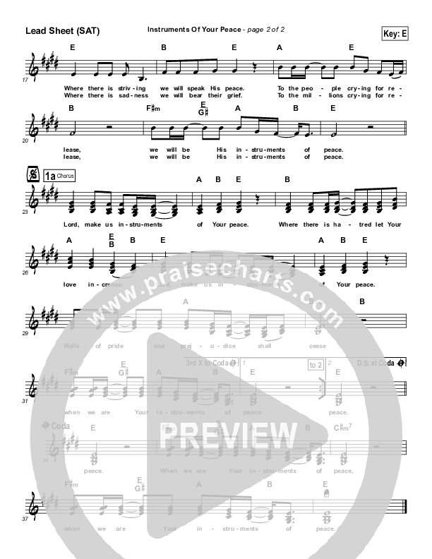 Instruments Of Your Peace Lead Sheet (SAT) (Promise Keepers)