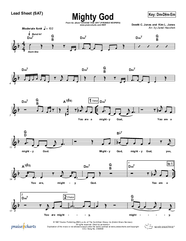 Mighty God Lead Sheet (Promise Keepers)