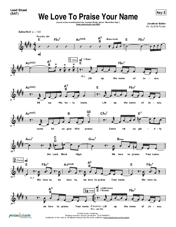 We Love To Praise Your Name Lead (SAT) (Jonathan Butler)