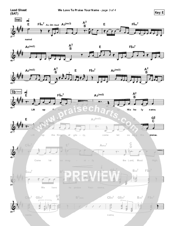 We Love To Praise Your Name Lead (SAT) (Jonathan Butler)