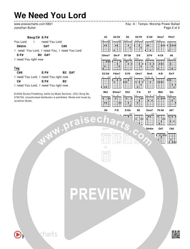 We Need You Lord Chords & Lyrics (Jonathan Butler)