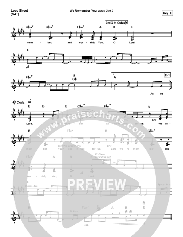 We Remember You Lead (SAT) (Maranatha Singers)