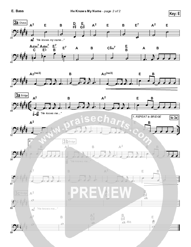 He Knows My Name (New Version) Bass Guitar (Tommy Walker)