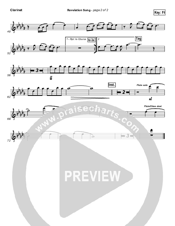 Revelation Song Clarinet (Phillips Craig & Dean)