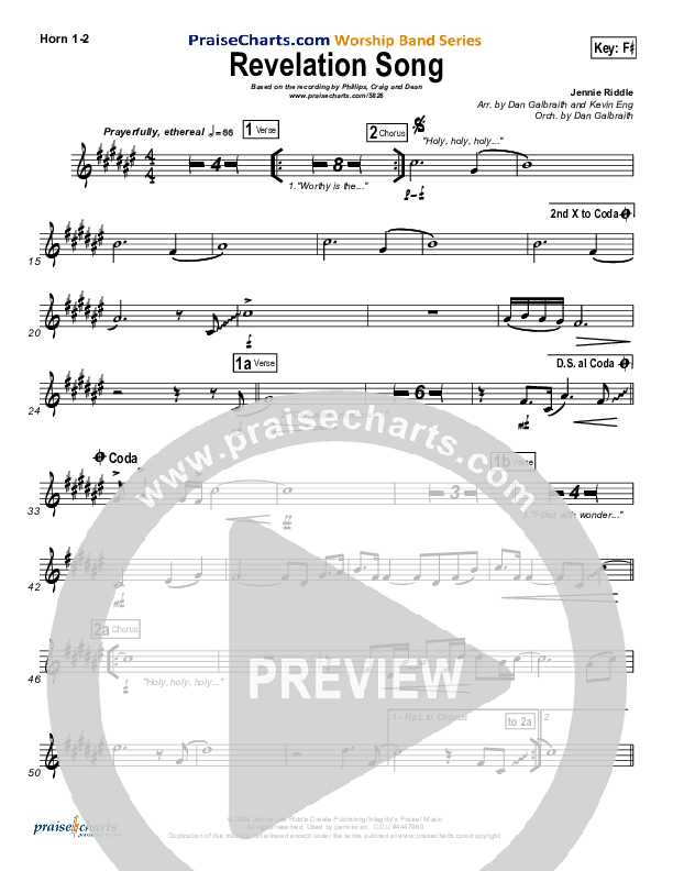 Revelation Song French Horn 1/2 (Phillips Craig & Dean)