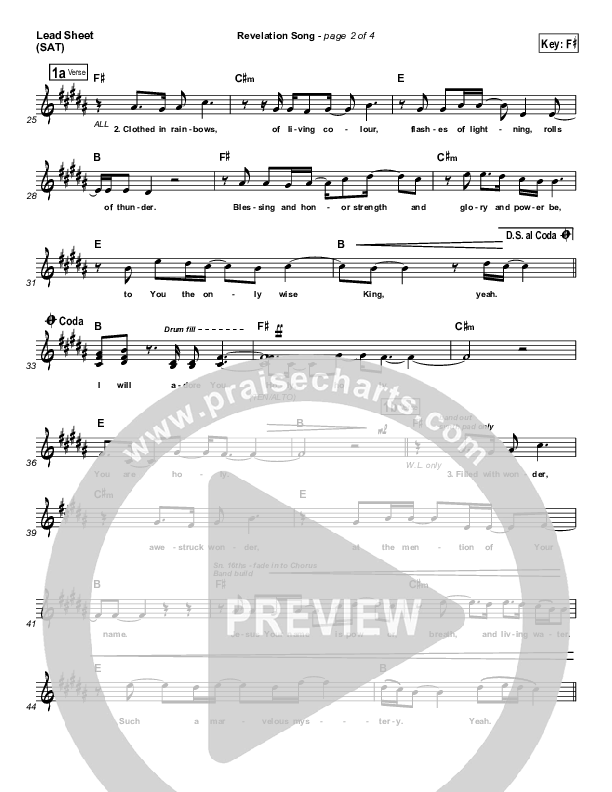 Revelation Song Lead Sheet (SAT) (Phillips Craig & Dean)