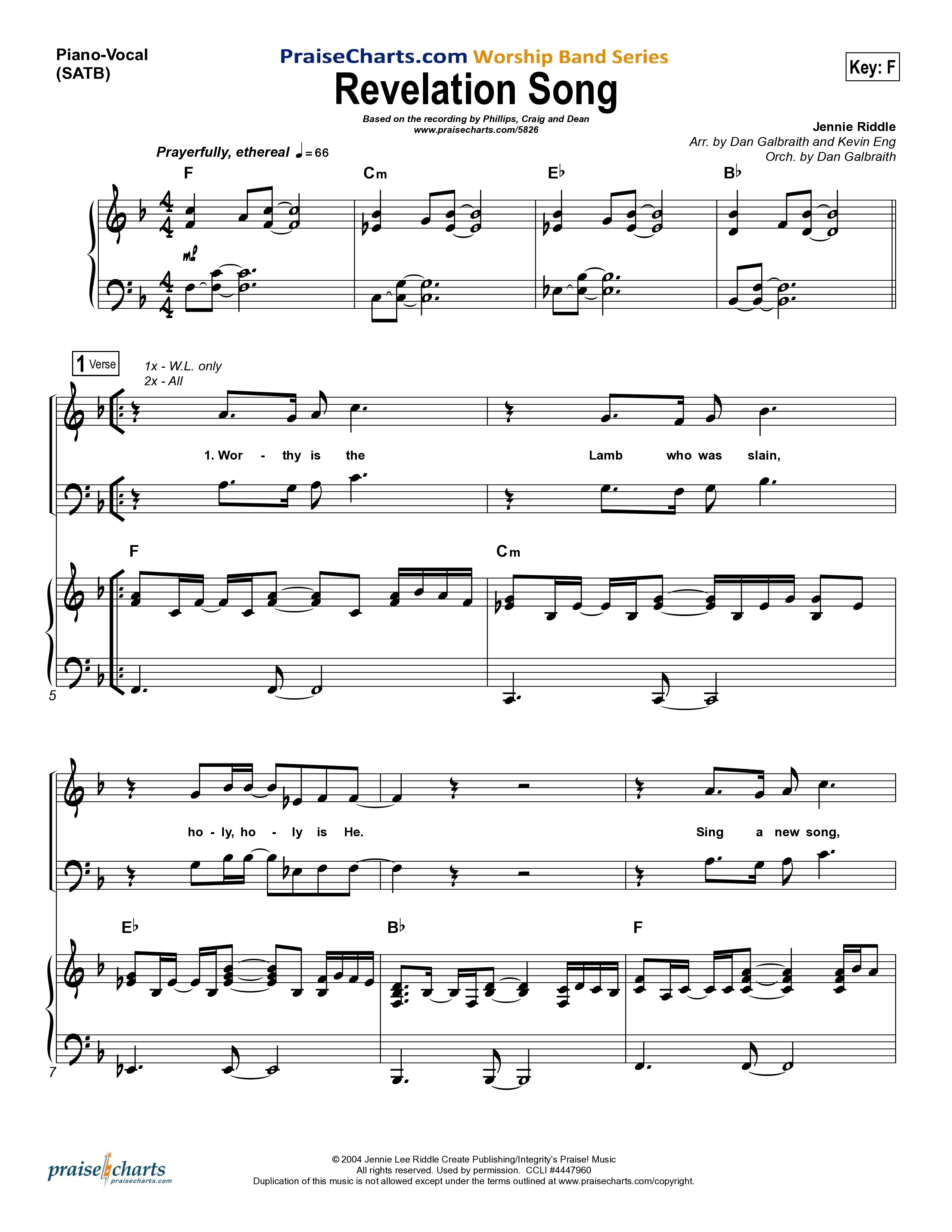 Revelation Song Piano/Vocal (SATB) (Phillips Craig & Dean)