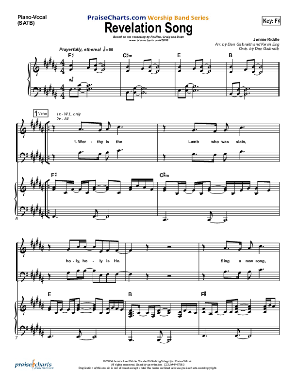 Revelation Song Piano/Vocal & Lead (Phillips Craig & Dean)