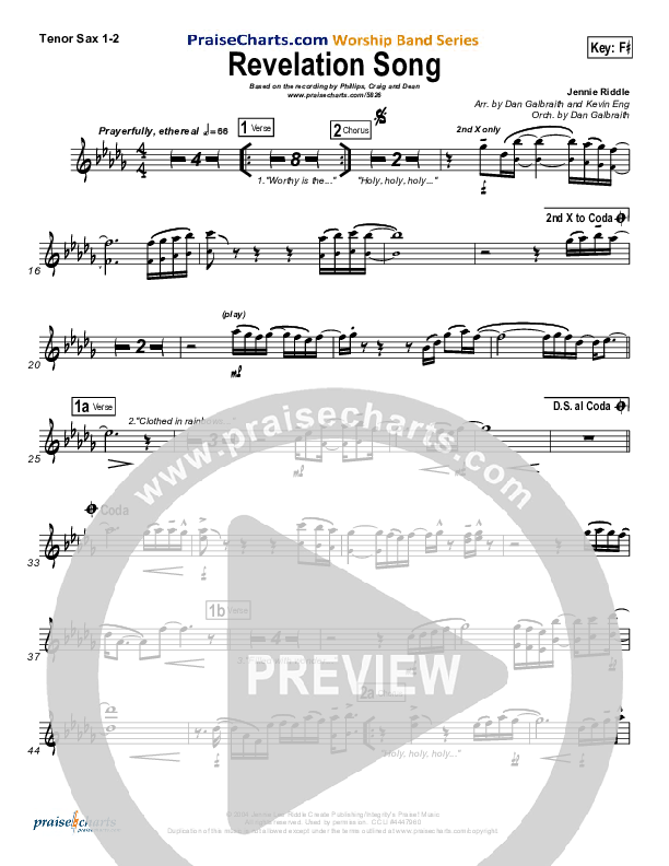 Revelation Song Tenor Sax 1/2 (Phillips Craig & Dean)