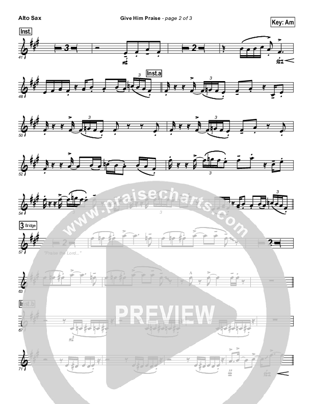 Give Him Praise Alto Sax (Lincoln Brewster)