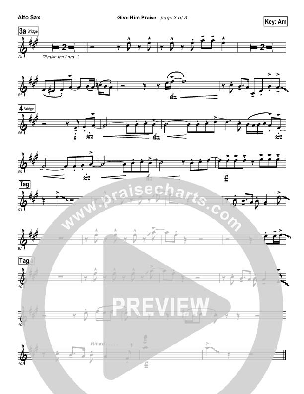 Give Him Praise Alto Sax (Lincoln Brewster)