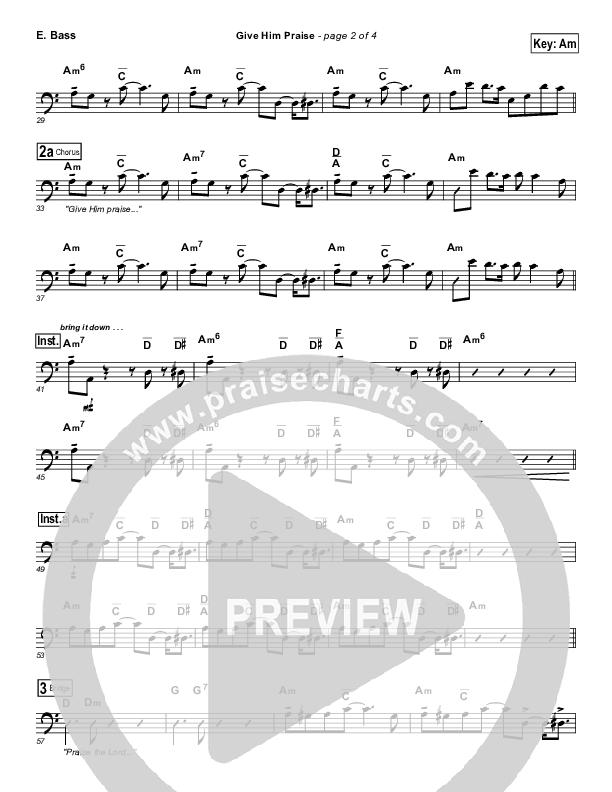 Give Him Praise Bass Guitar (Lincoln Brewster)