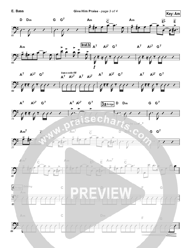 Give Him Praise Bass Guitar (Lincoln Brewster)