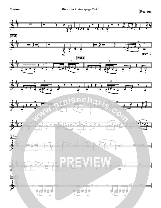 Give Him Praise Clarinet (Lincoln Brewster)