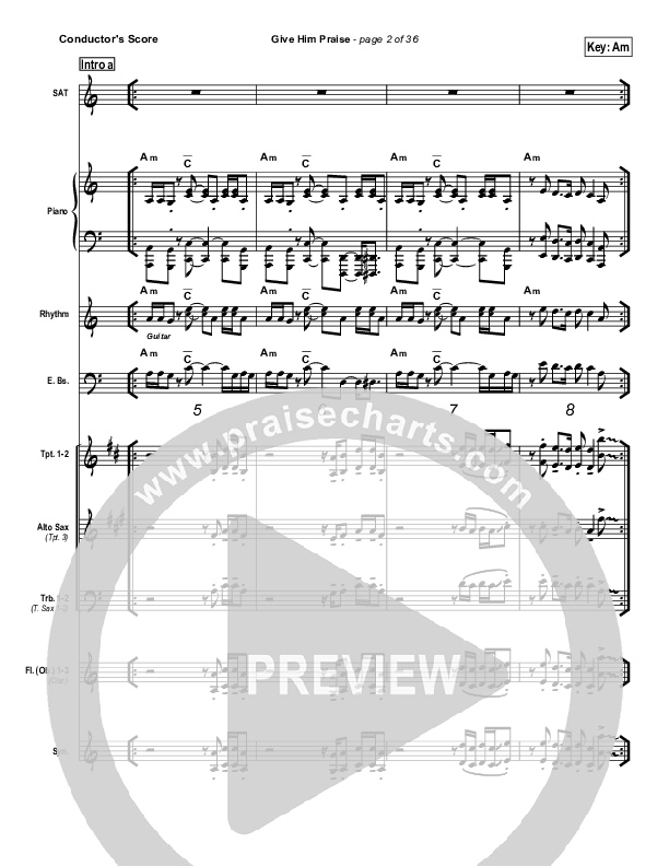 Give Him Praise Conductor's Score (Lincoln Brewster)