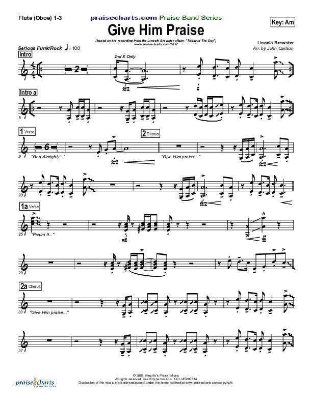 Give Him Praise Flute/Oboe 1/2/3 (Lincoln Brewster)