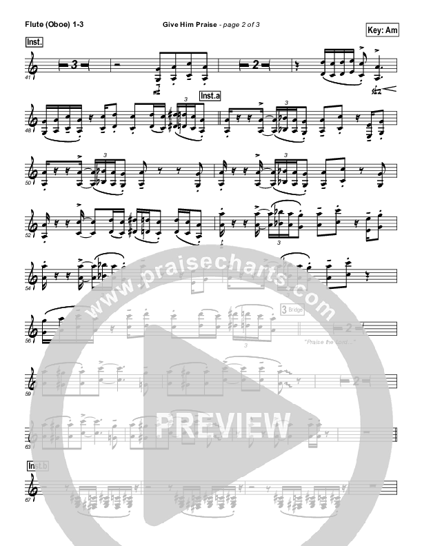Give Him Praise Flute/Oboe 1/2/3 (Lincoln Brewster)