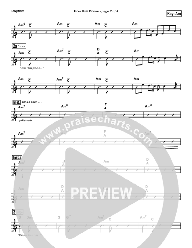 Give Him Praise Rhythm Chart (Lincoln Brewster)