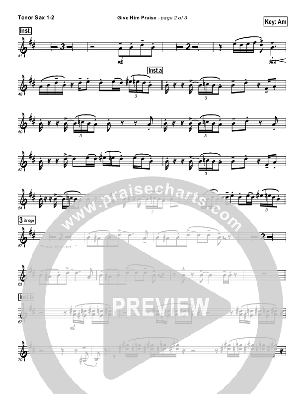 Give Him Praise Tenor Sax 1/2 (Lincoln Brewster)