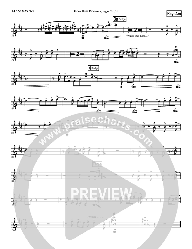 Give Him Praise Tenor Sax 1/2 (Lincoln Brewster)
